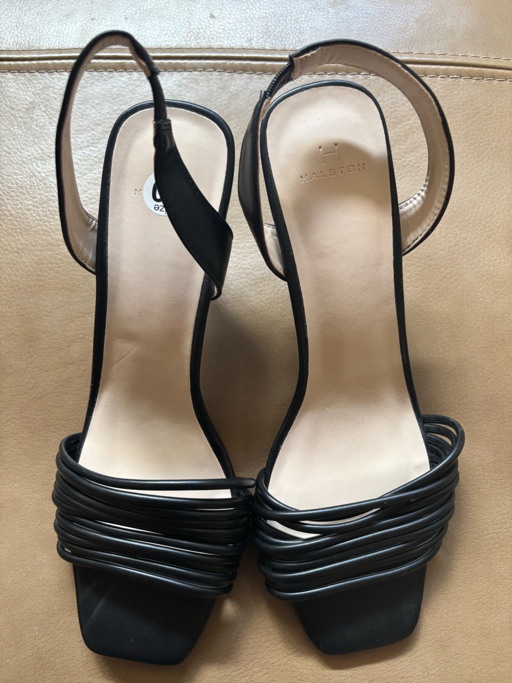H by Halston Black minimalist 2.5 inch Ruched Strap Slingback minimalist Heels - Picture 2 of 5